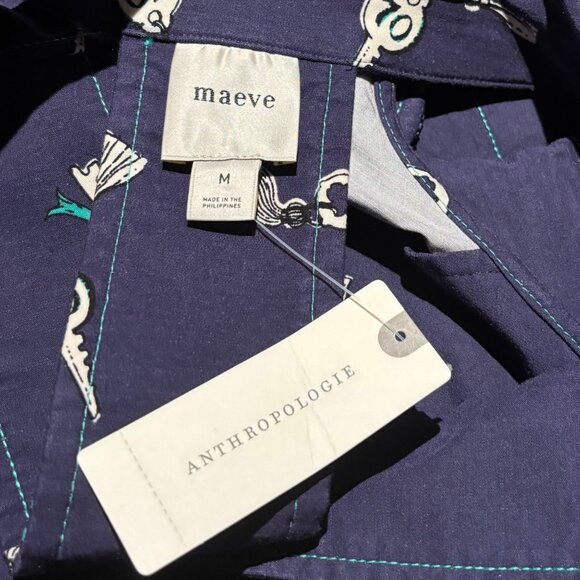 Maeve Anthropologie The Amelia Navy Collared Mini Dress Size M - Picture 5 of 6